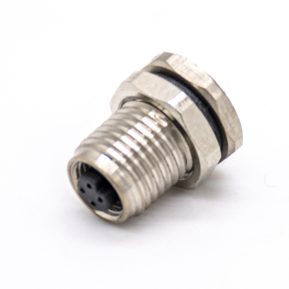 Elecbee M5 Threaded Connector Straight 3 Pin Female Waterproof PCB Type Front Mount A Coding
