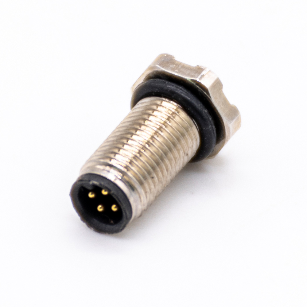 Elecbee M5 Threaded Connector Straight 4 Pin Male Waterproof PCB Type Front Mount A Coding