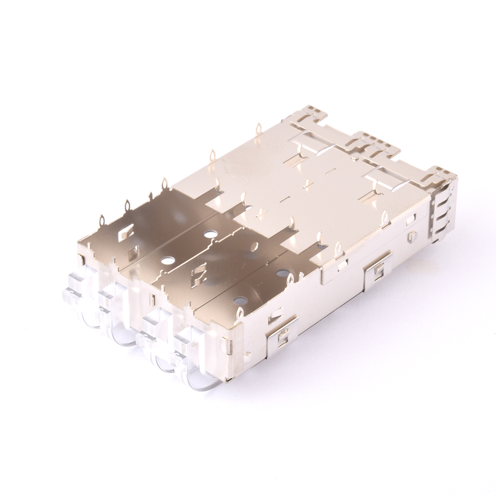 Elecbee SFP+1X2-L4-P SFP+ Cage 1x2 Port THT Einpress-Winkelstecker mit Lichtleiter