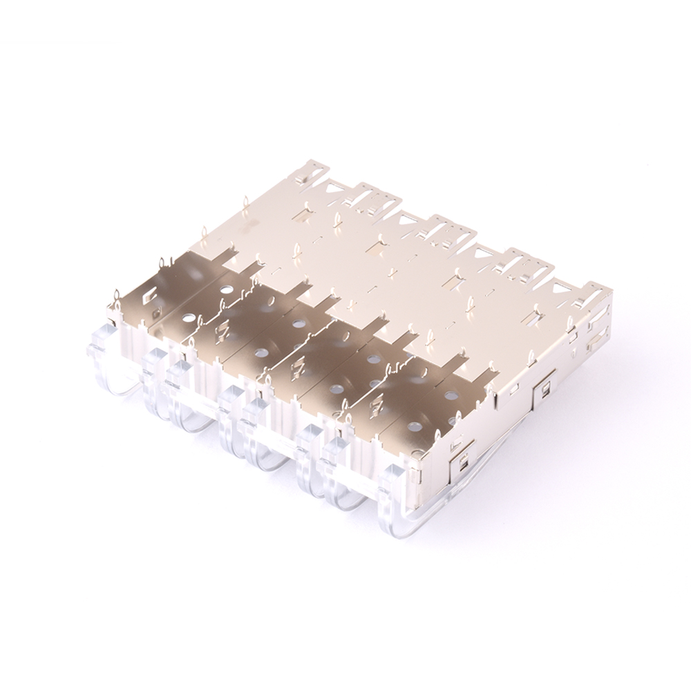 Elecbee SFP-1X4-L2-P SFP-Käfig 1x4 Port THT rechtwinkliger Einpressstecker mit Lichtleiter