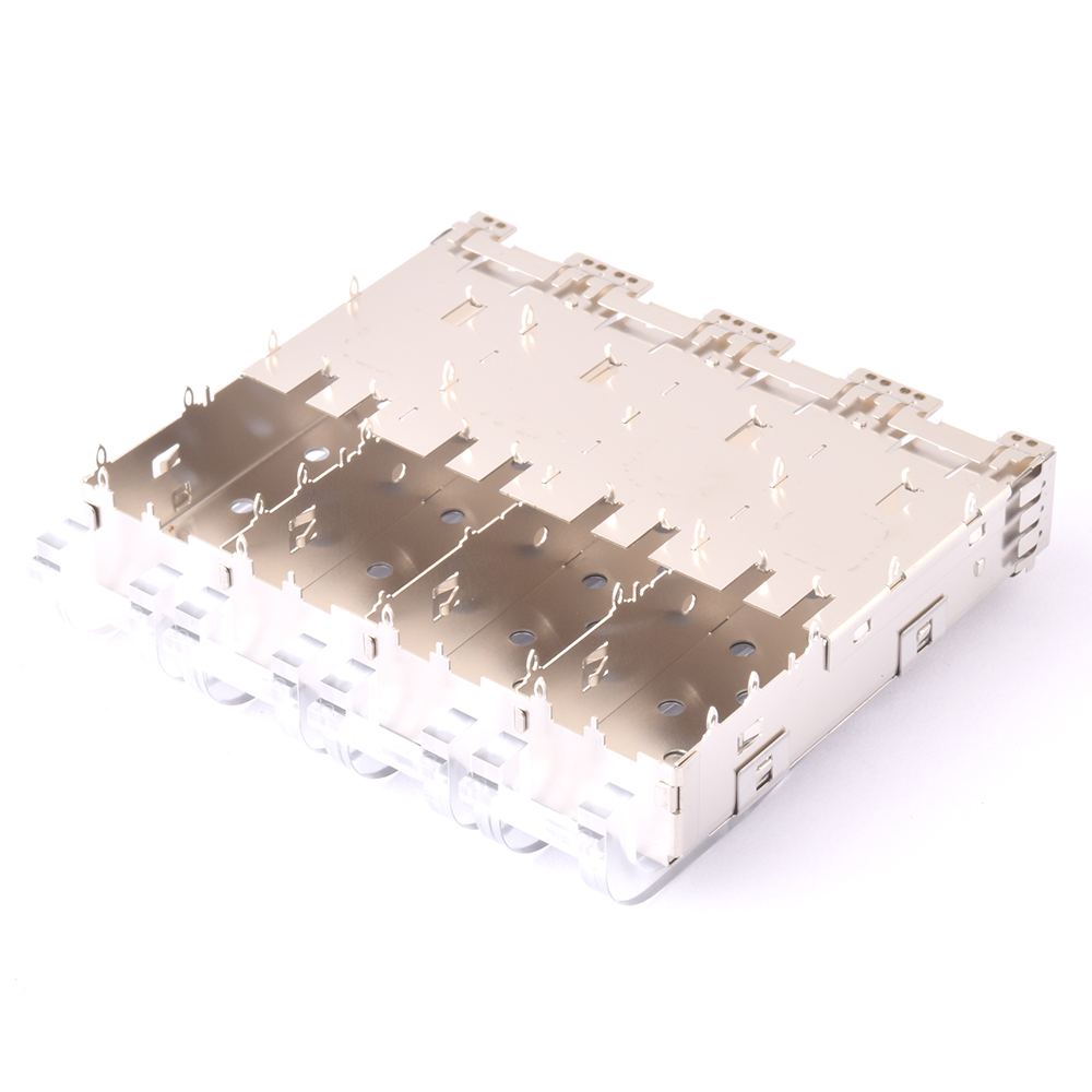 Elecbee SFP+1X4-L5-P SFP+ Cage 1x4 Port THT Einpress-Winkelstecker mit Lichtleiter