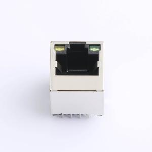 エレクビー 1×1 8P8C 垂直スルーホール、グリーンイエローLEDシールドブラックカラーRJ45イーサネットコネクタ