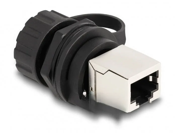 Elecbee Cable Connector USB 2.0 Type-B female to USB 2.0 Type-A female for installation with bayonet protective cap IP68 dust- and waterproof black