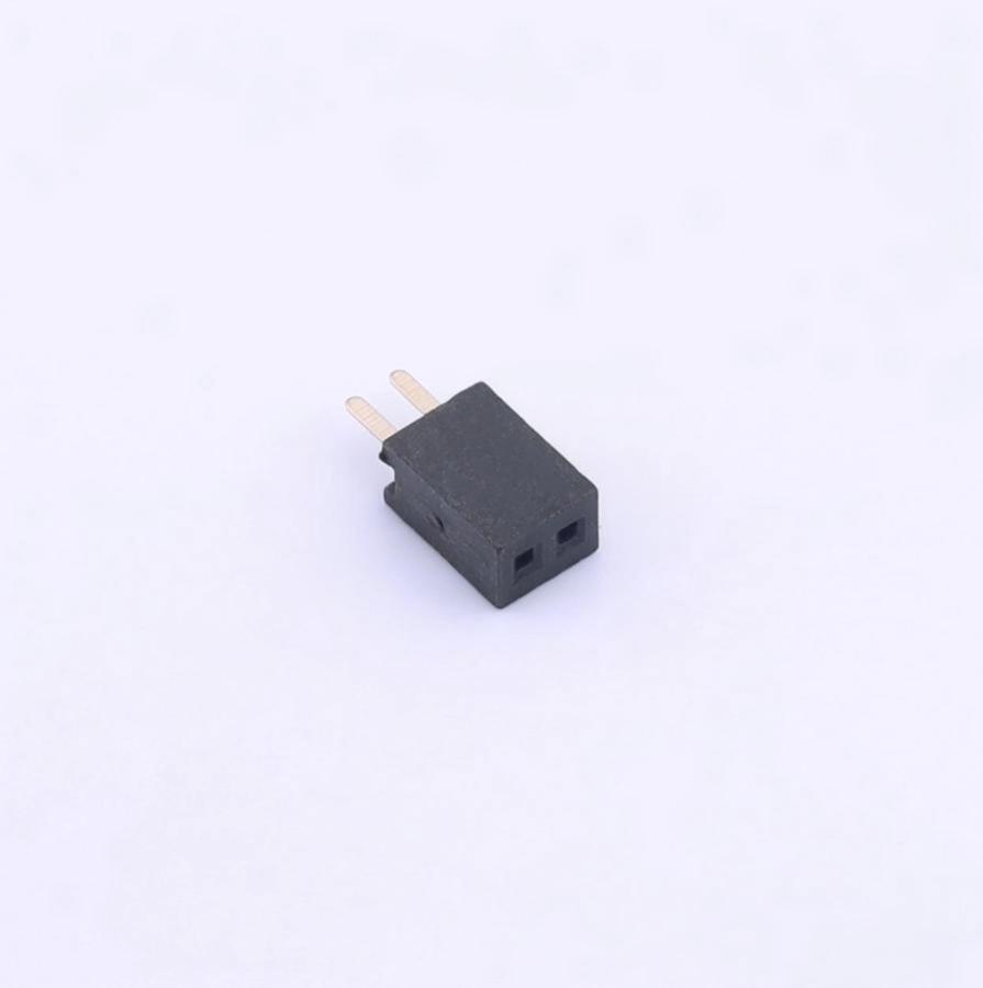 Elecbee female header, 1.27mm pitch, 1x2 pin, vertical connector.