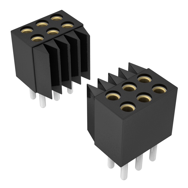 Elecbee female header, 1.27mm pitch, 3x8 pins, vertical insert, round pins.