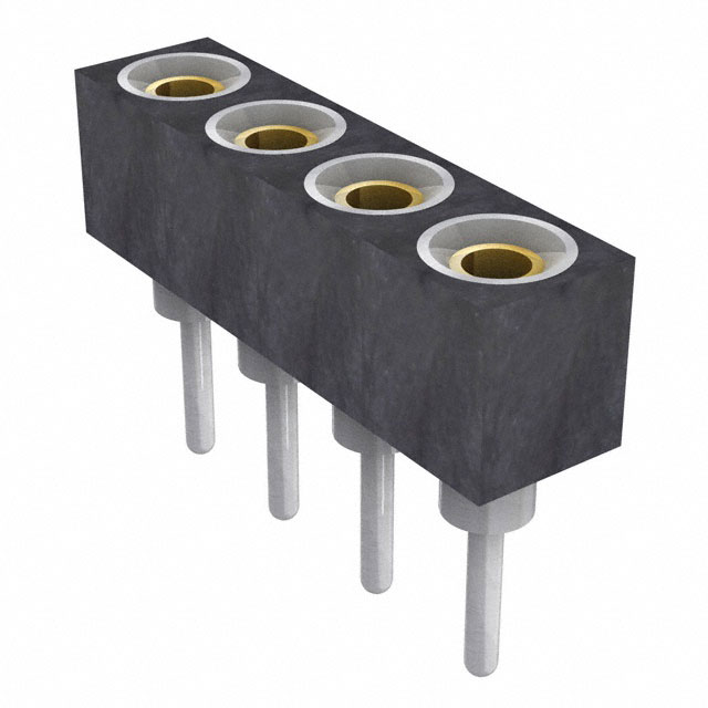 Elecbee female header, 1.778mm pitch, 1x4 pin, vertical insert, round pin.
