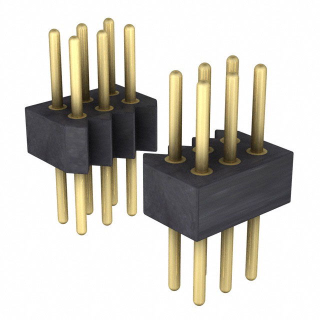 Elecbee pin header, 1.27mm pitch, 3x36 pins, vertical insert, round pins.