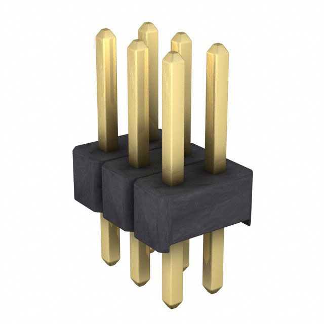 Elecbee pin header, 2.0mm pitch, 2x3 pins, vertical insert, square pins.