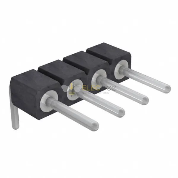Elecbee 핀 헤더, 2.54mm 피치, 1x4 핀, 수평 인서트, 원형 핀, 주석 도금.