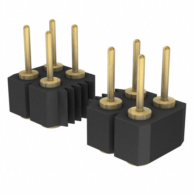 Elecbee pin header, 2.54mm pitch, 2x20 pins, vertical patch, round pins.