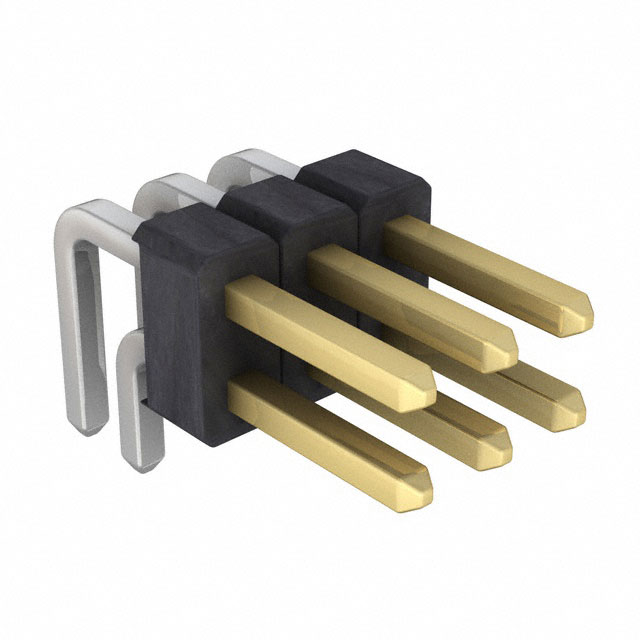 Elecbee pin header, 2.54mm pitch, 2x3 pins, horizontal insert, square pins.