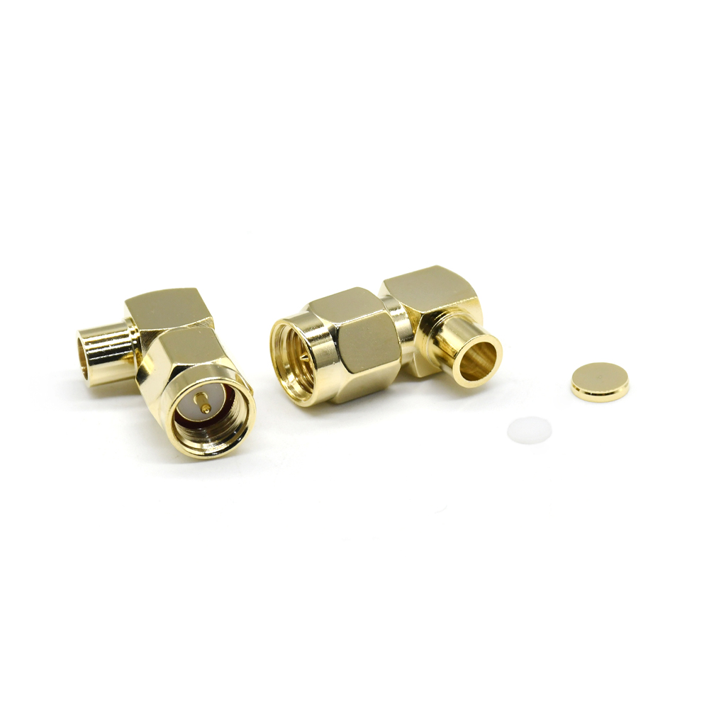 Fiche RF, SMA mâle à souder à angle droit pour câble RG405, assemblage