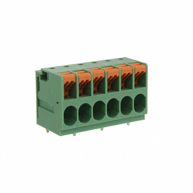 Элекби Терминальный Блок 6.35mm Pitch 1x6pin Push-In Весенний Цвет Зеленый