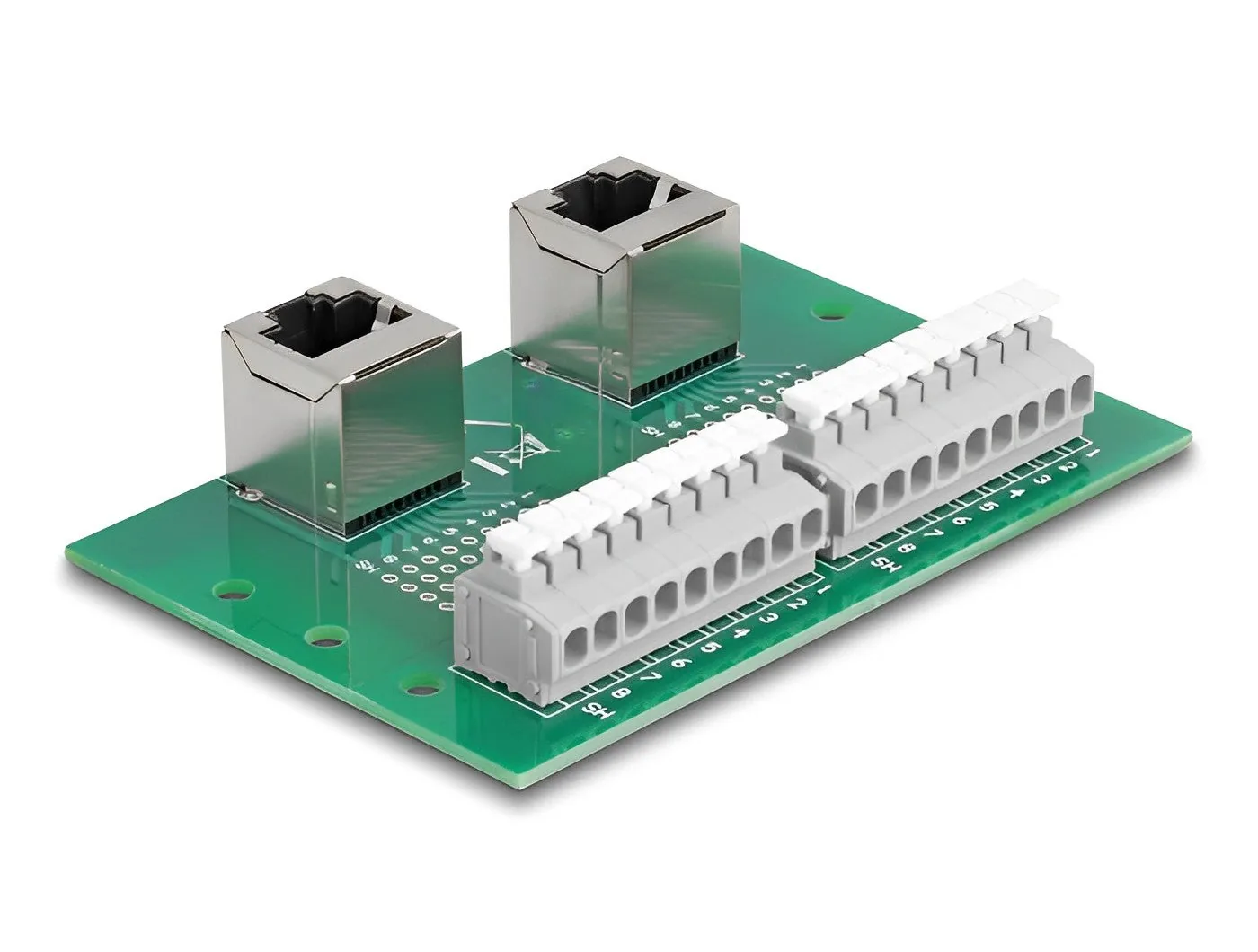 带按钮的 Elecbee RJ45 2 x 女性至2 x 带推杆按钮,适用于DIN导轨角