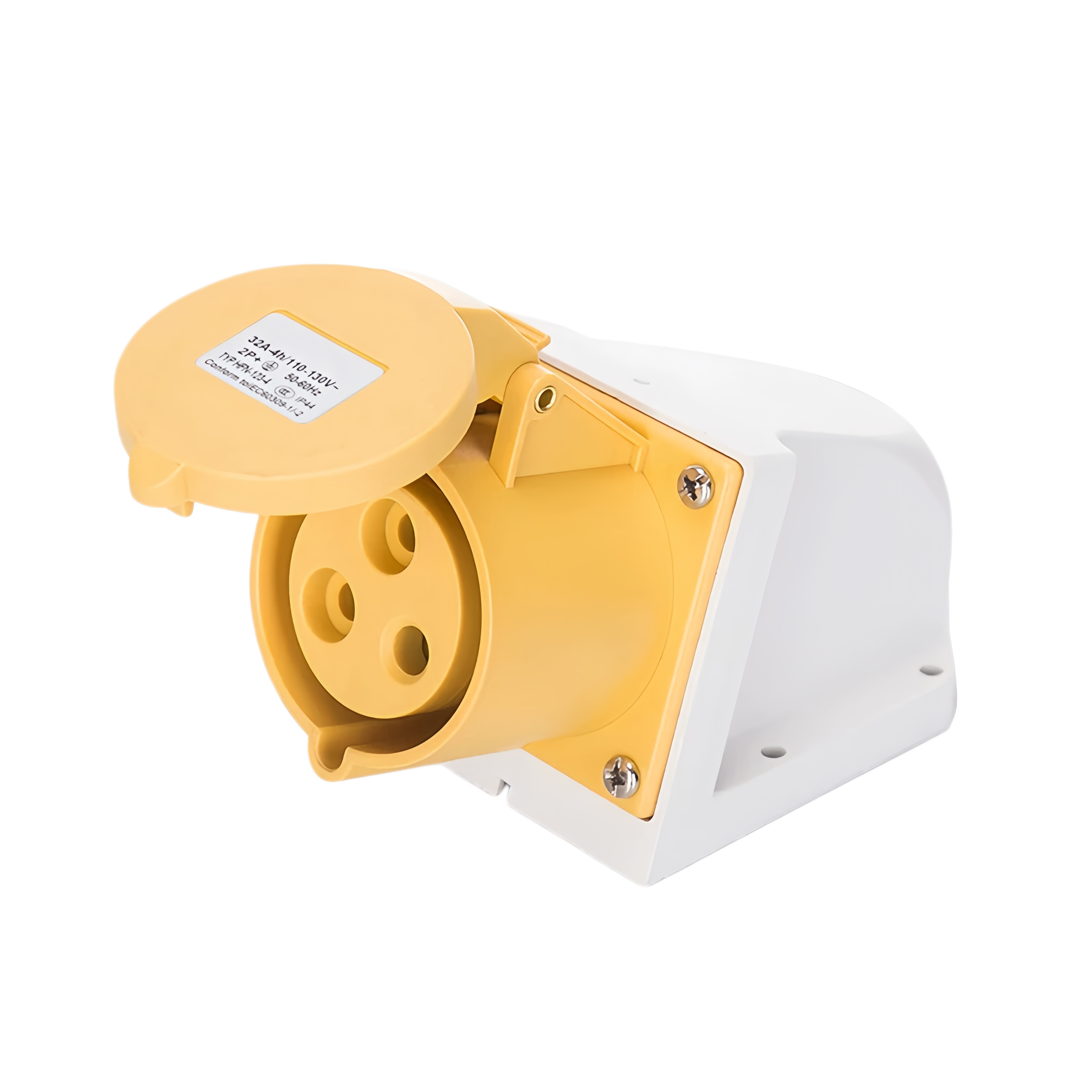 Elecbee IEC60309 IP44 32A 3 Pin 2P+E 4H 110V~130V Yellow,Gray CEE Industrial Wall Socket