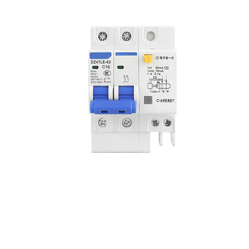 Residual Current Breaker com proteção contra sobrecarga, 2P, 16A, CURVAS C, capacidade de quebra 4,5 KA