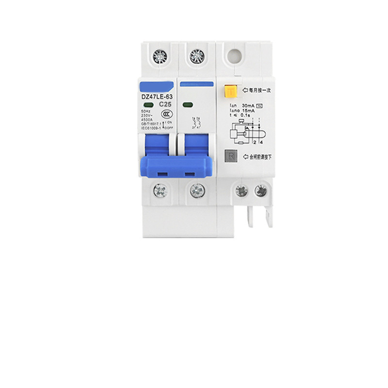 Disjuntor de corrente residual com proteção contra sobrecarga, 2P, 25A, CURVAS C, capacidade de ruptura 4.5 KA