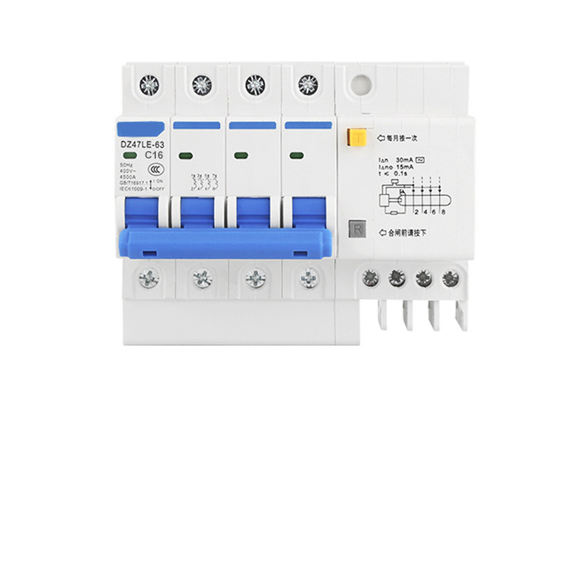 Disjuntor de corrente residual com proteção contra sobrecarga, 4P, 16A, CURVAS C, capacidade de quebra 4.5 KA
