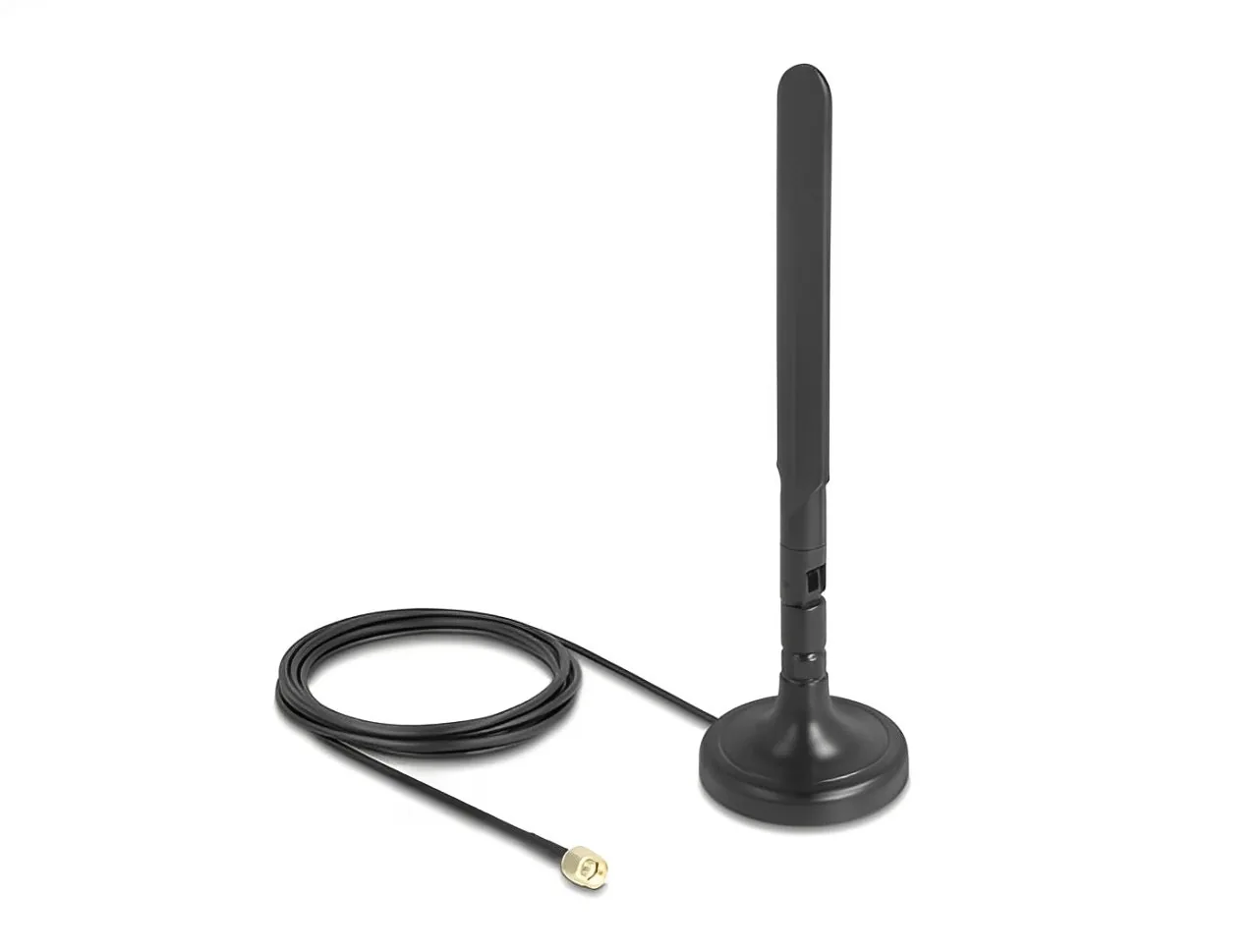Elecbee Antenna WiFi 6 RP-SMA plug 3 dBi omnidirectional with connection cable RG-174 3 m with tilt joint with magnetic base black