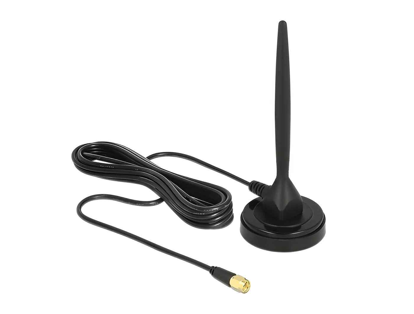 Elecbee GSM Antenna SMA plug screw mounting 3 dBi fixed omnidirectional with magnetic base and connection cable RG-174 3 m outdoor black
