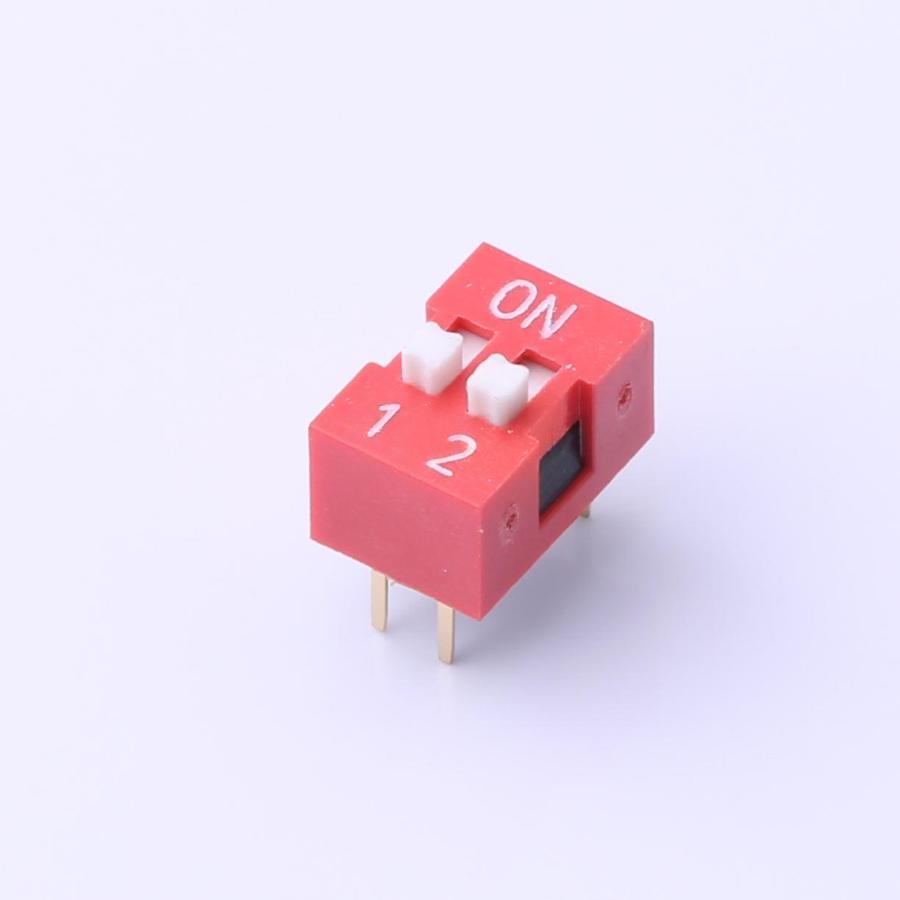 Interruttore DIP Elecbee a 2 posizioni passo 2,54 mm foro passante scorrimento dritto rosso