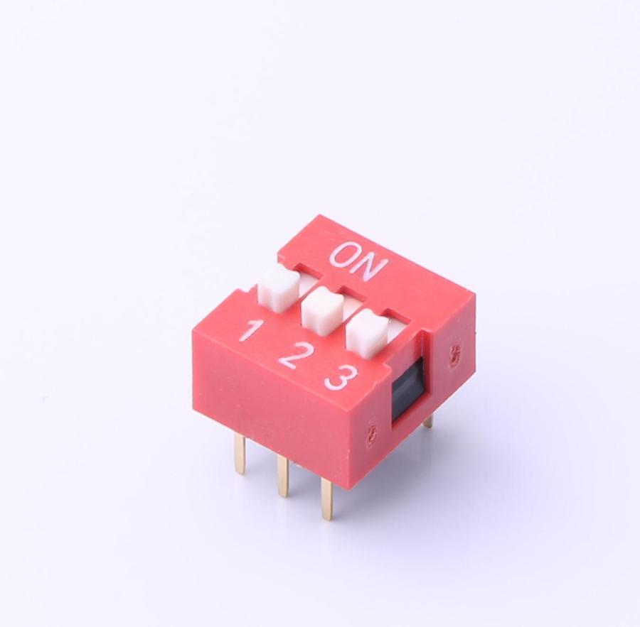 Interruttore DIP Elecbee a 3 posizioni Passo 2,54 mm Foro passante Diapositiva diritta Rosso