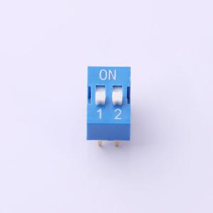 Elecbee Interrupteur DIP 2 positions, pas de 2,54 mm, trou traversant, glissière droite, bleu