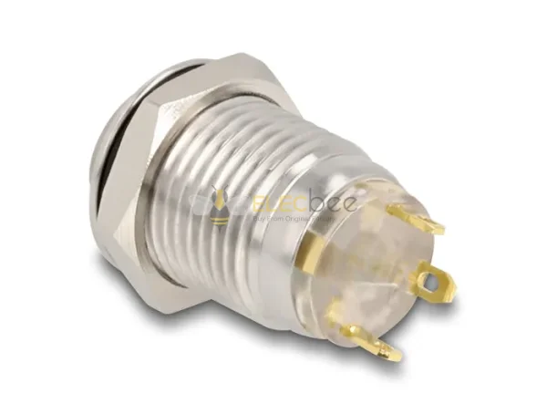 Elecbee Push Button for Installation 12 mm 4 x solder connection LED blue