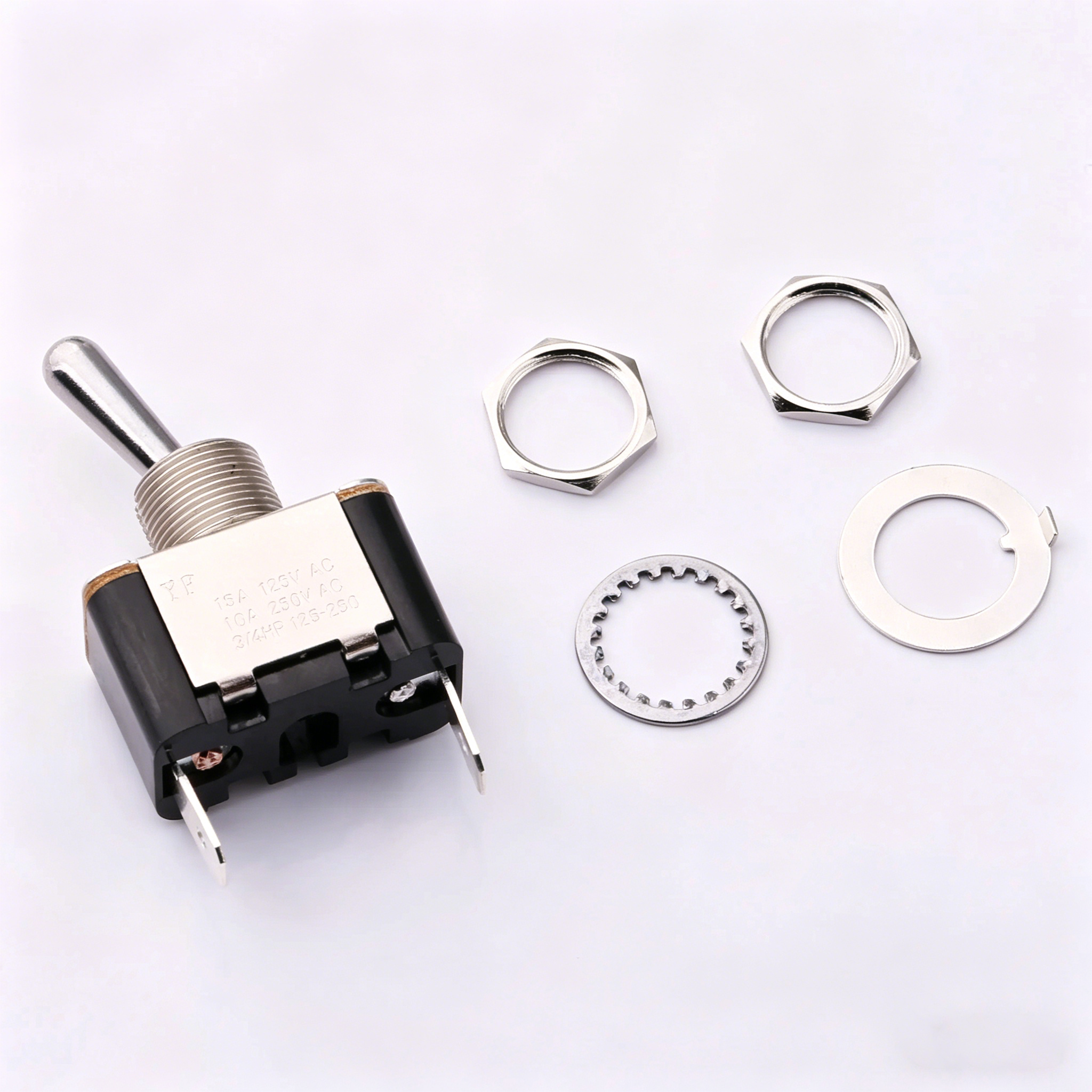 Elecbee KN3(A)-101-AP-M-RS SPST ON-OFF パネルマウント トグル スイッチ 15A 125VAC ラウンド レバー