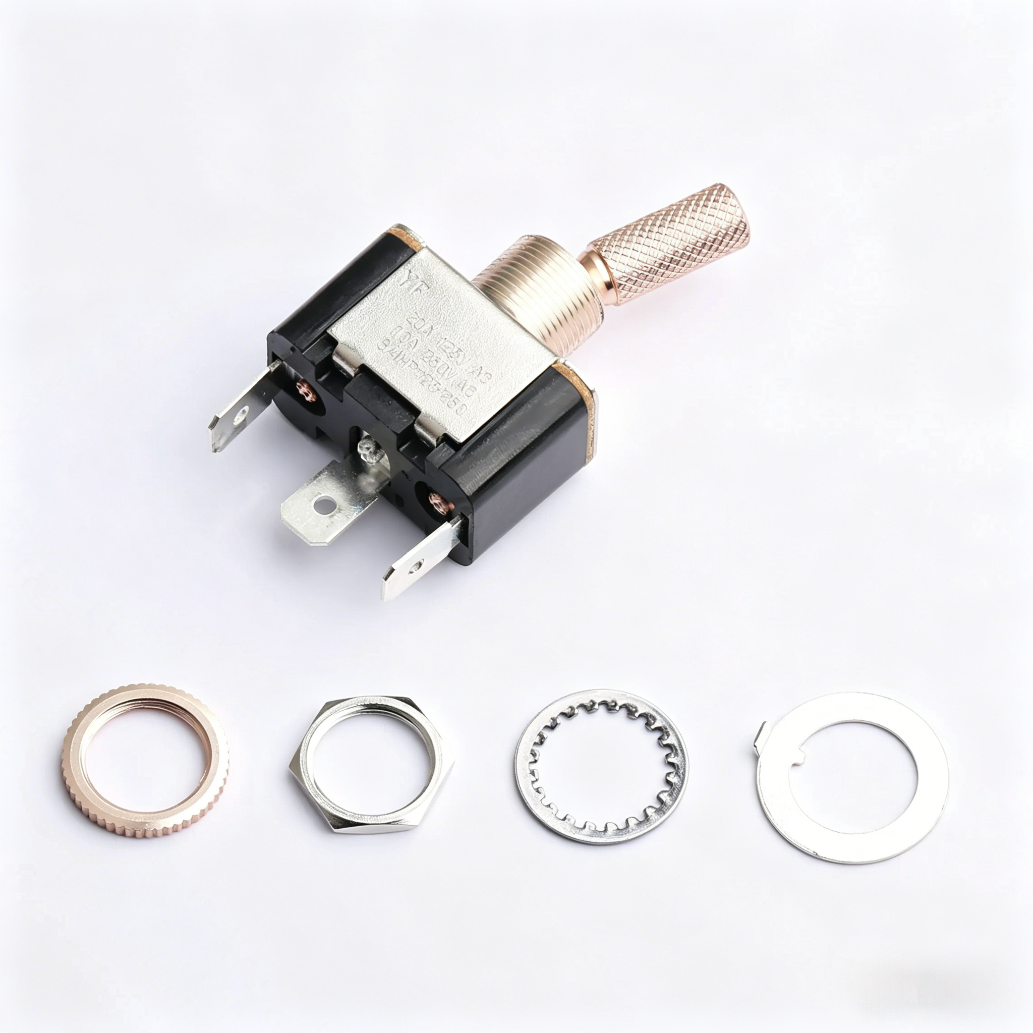 Elecbee KN3(A)-102-GP-M-RS SPDT ON-ON パネルマウント トグル スイッチ 15A 250VAC