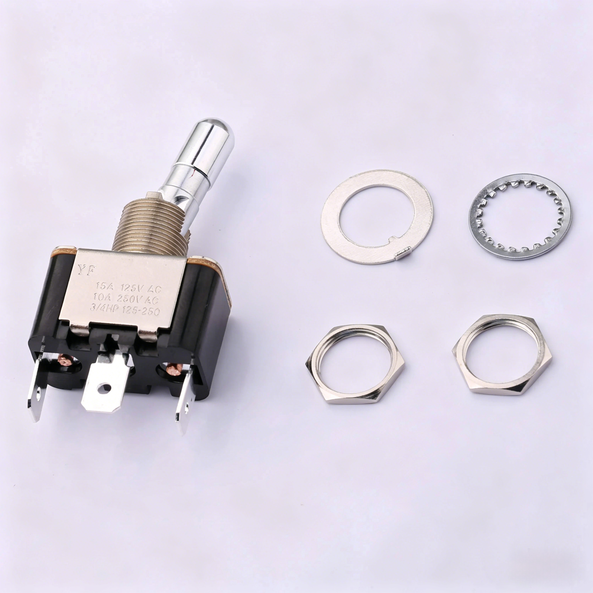 Elecbee KN3(A)-102-L4P-M-RS SPDT ON-ON ロックレバー トグル スイッチ 15A 250VAC