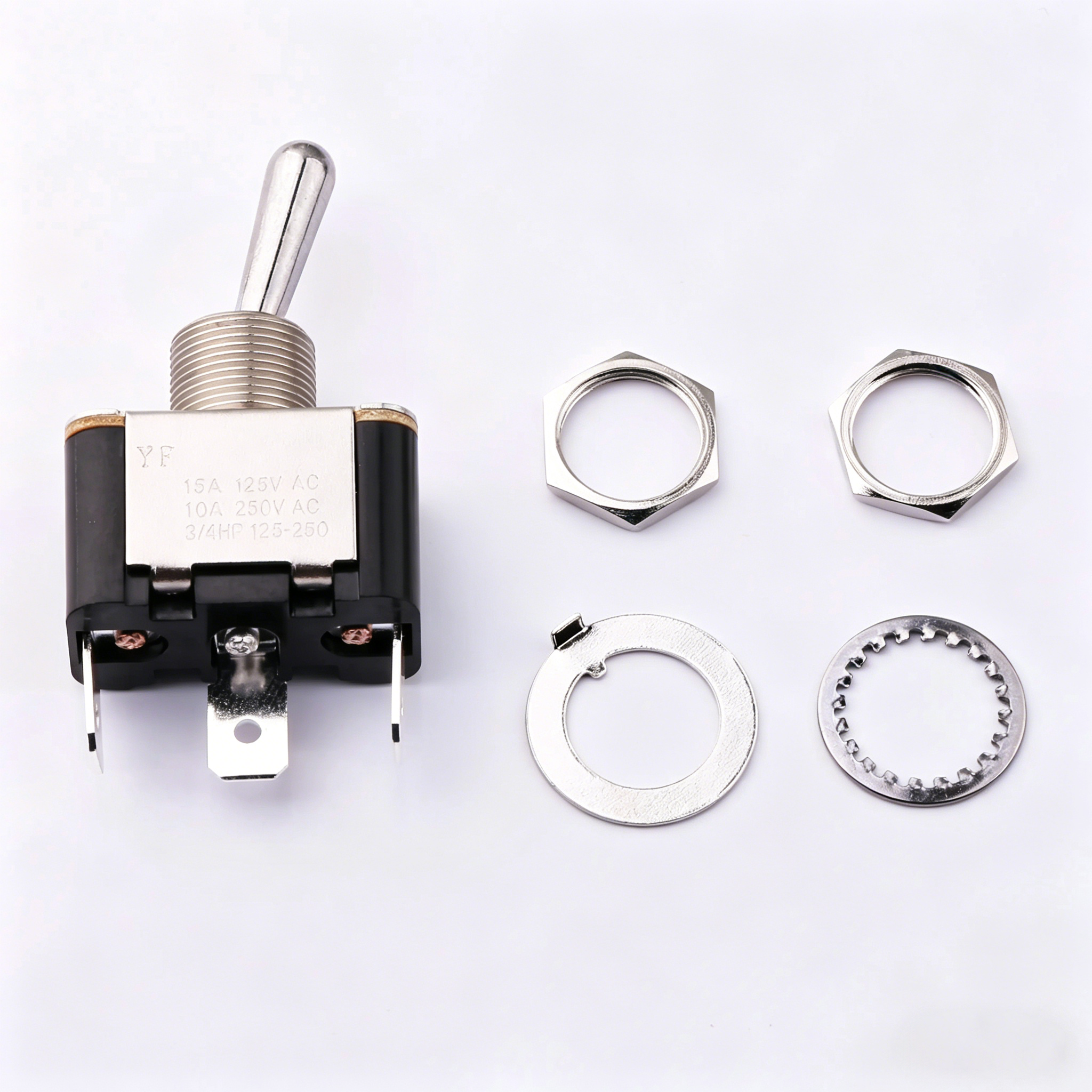 Elecbee KN3(A)-103-AP-M-RS SPDT ON-OFF-ON パネルマウント トグル スイッチ 15A 250VAC ラウンド レバー