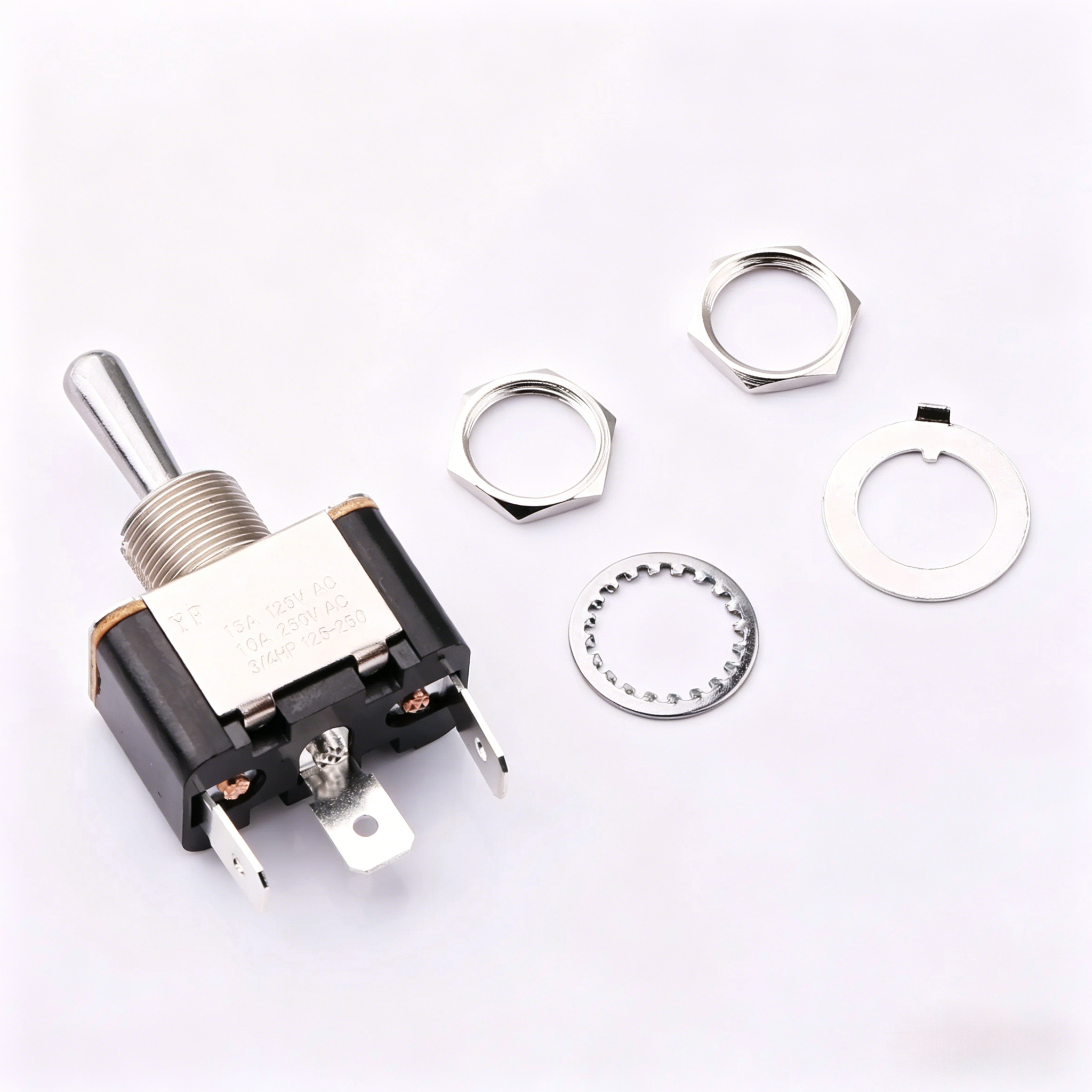 Elecbee KN3(A)-123-AP-M-RS SPDT MOM-OFF-MOM パネルマウント トグル スイッチ 15A 250VAC ラウンド レバー