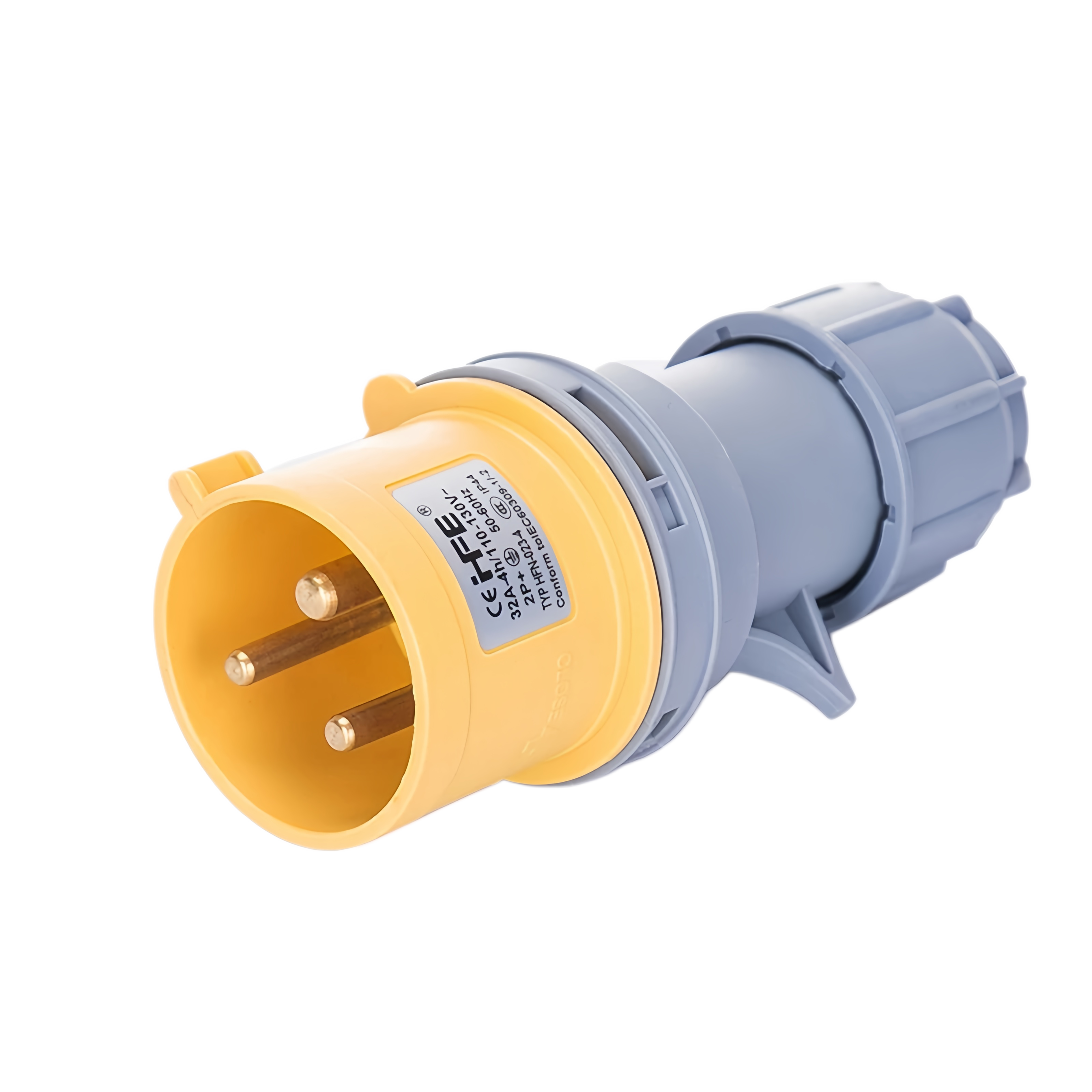 Elecbee IEC60309 IP44 32A 3 Pin 2P+E 4H 110V~130V Yellow,Gray CEE Industrial Plug