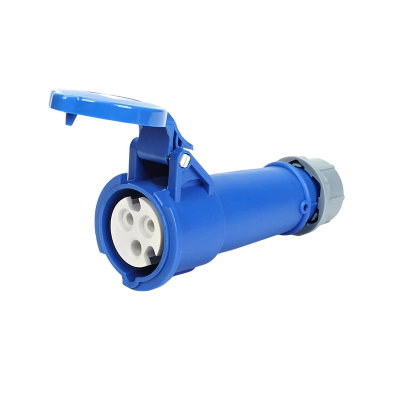 Elecbee IEC60309 IP44 16A 3 Pin 2P+E 6H 220V~250V Blue,Gray CEE Industrial Socket Connector